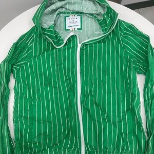 Green Jacket with White Stripes